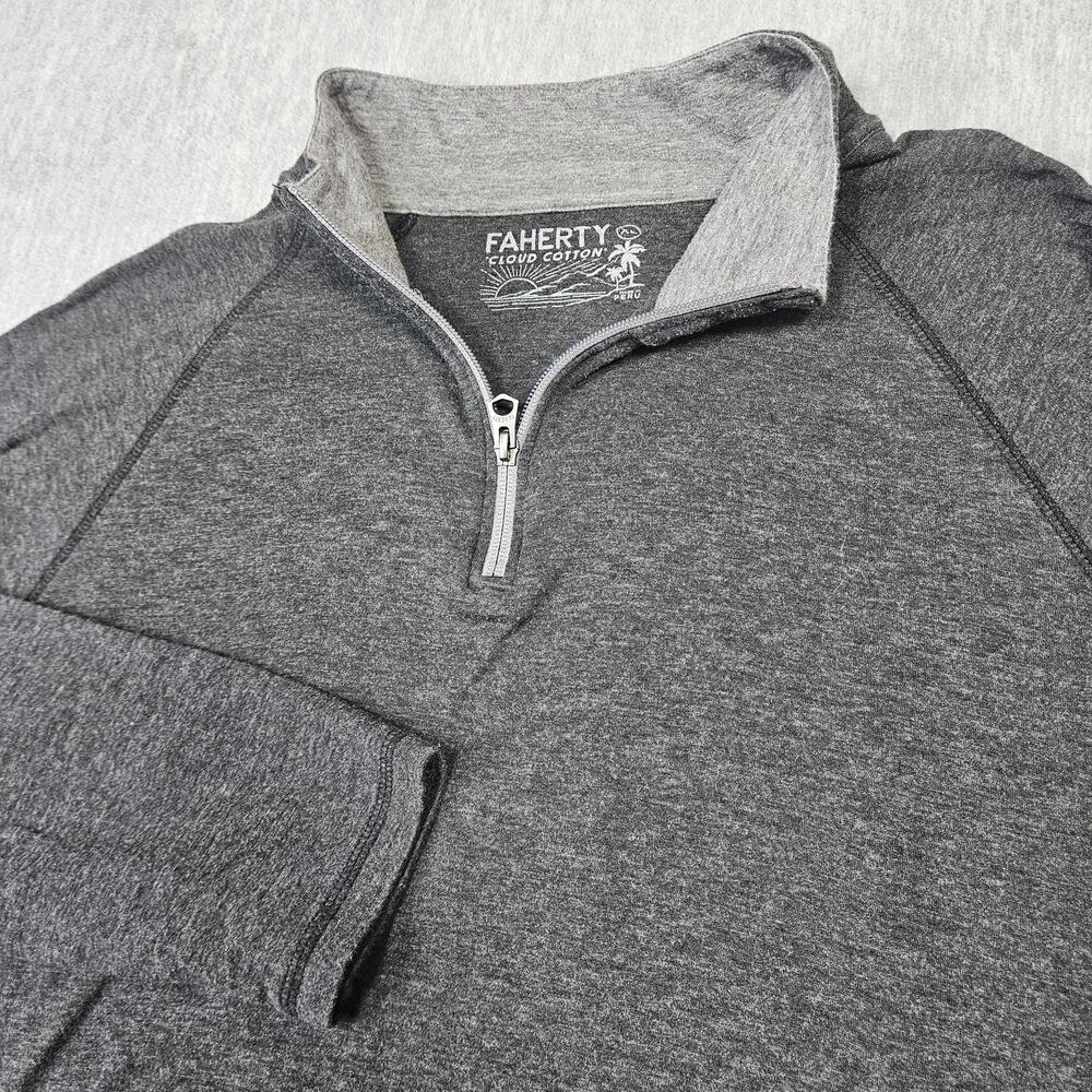 Faherty Shirt Mens XL Gray Cloud Cotton Quarter Zip Pullover Lightweight